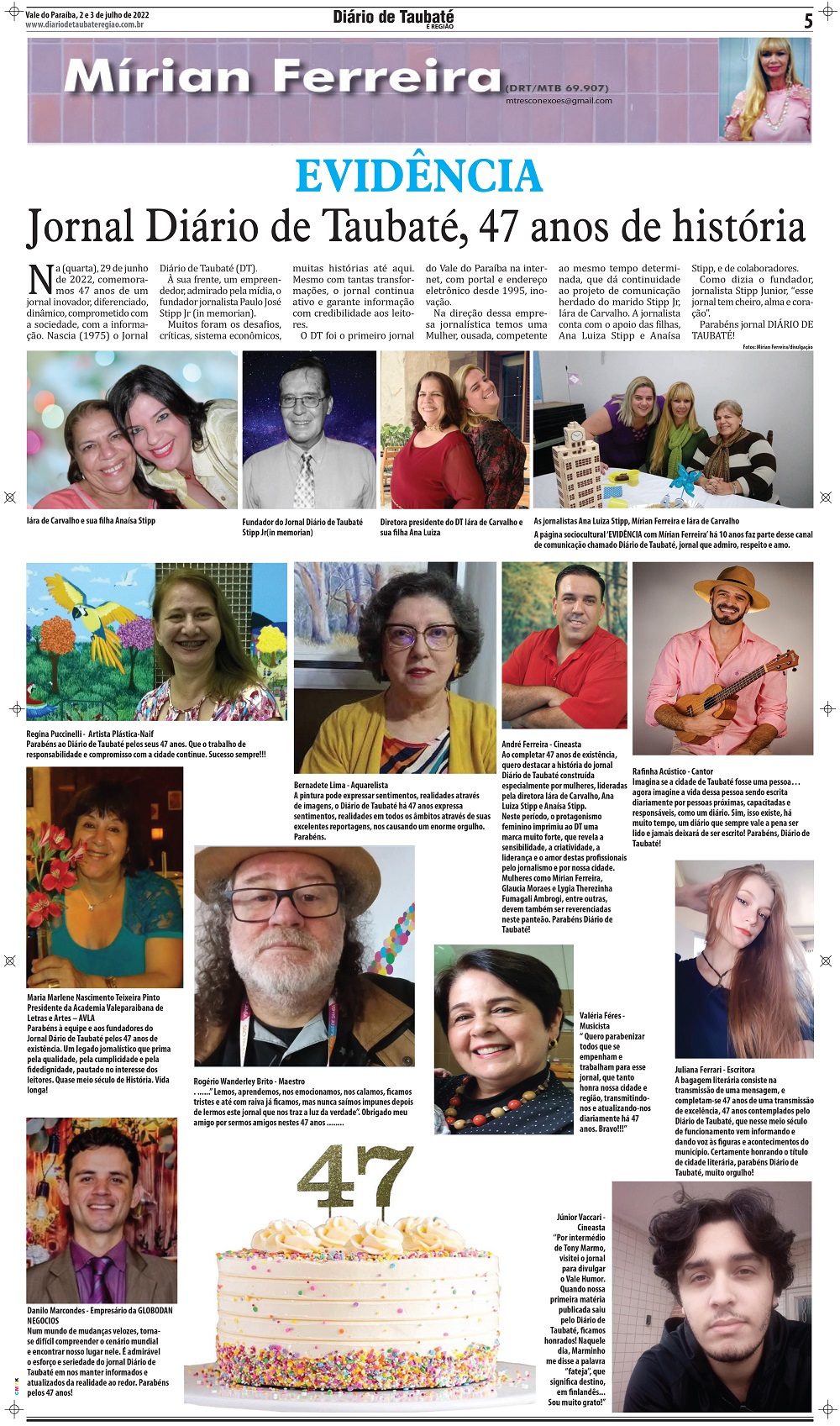 Evidência – Jornal Diário de Taubaté, 47 anos de história