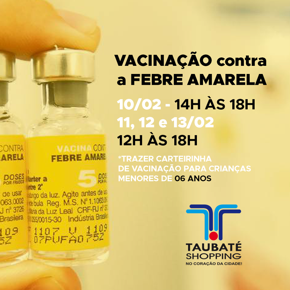 Taubaté Shopping terá campanha de vacinação contra a Febre Amarela