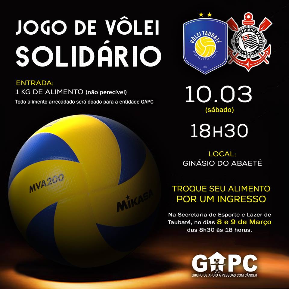 Jogo Solidário do Vôlei Taubaté em prol do GAPC