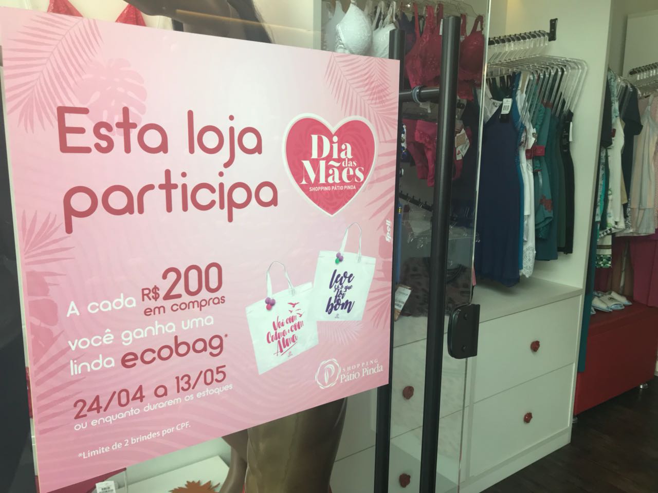 Pátio Pinda presenteará as mamães com  eco bags exclusivas