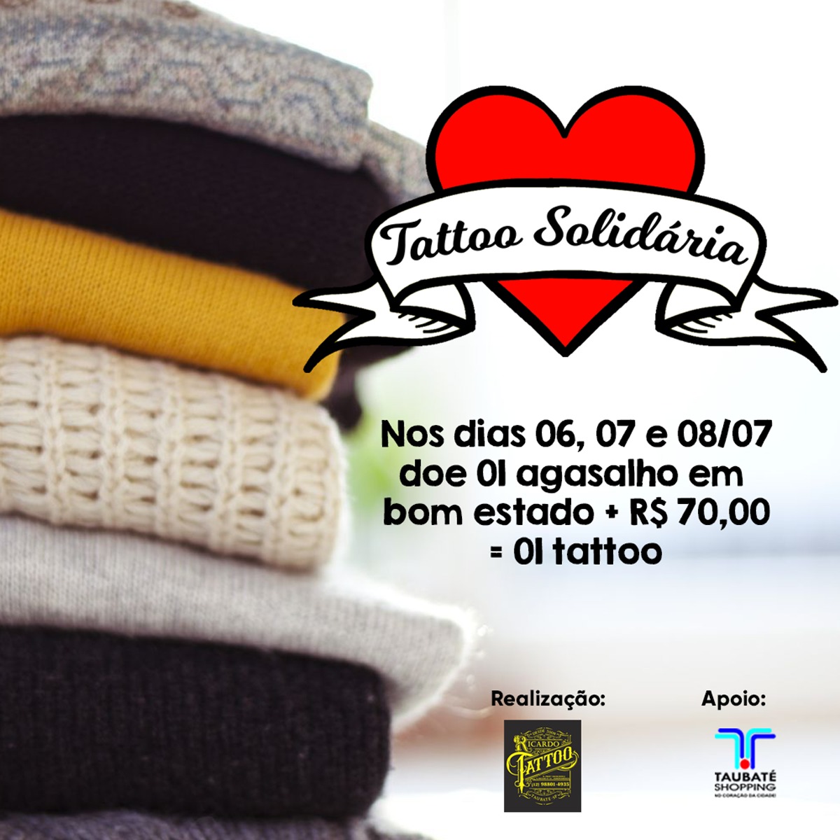 Taubaté Shopping promove “Tattoo Solidária” a partir  de hoje