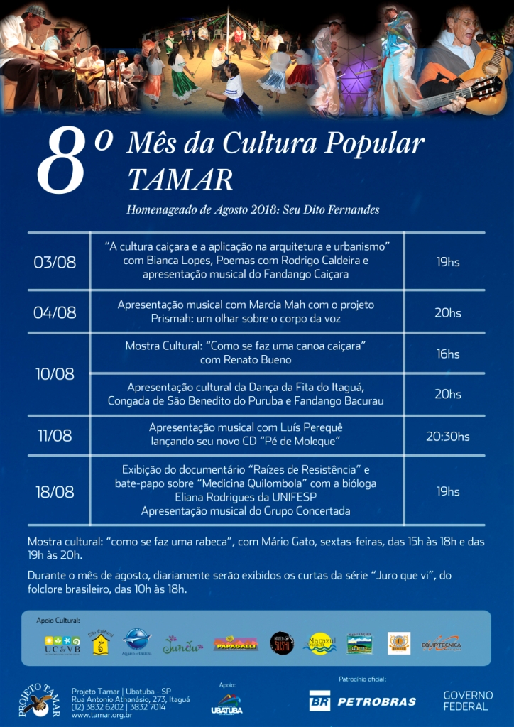 VIII Mês da Cultura Popular faz homenagem no TAMAR Ubatuba