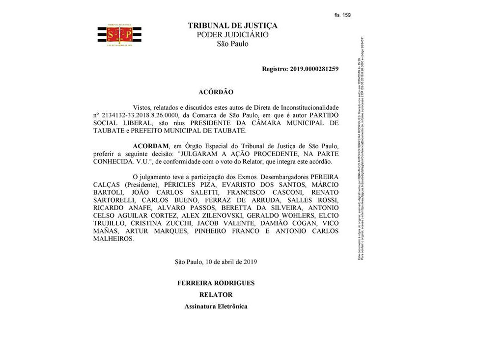 PSL obtém sentença contra  órgãos públicos de Taubaté