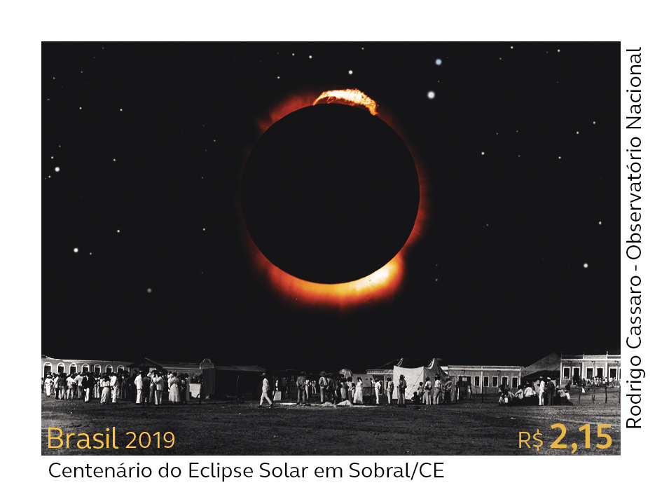 Centenário do eclipse solar visto em Sobral é tema de selo