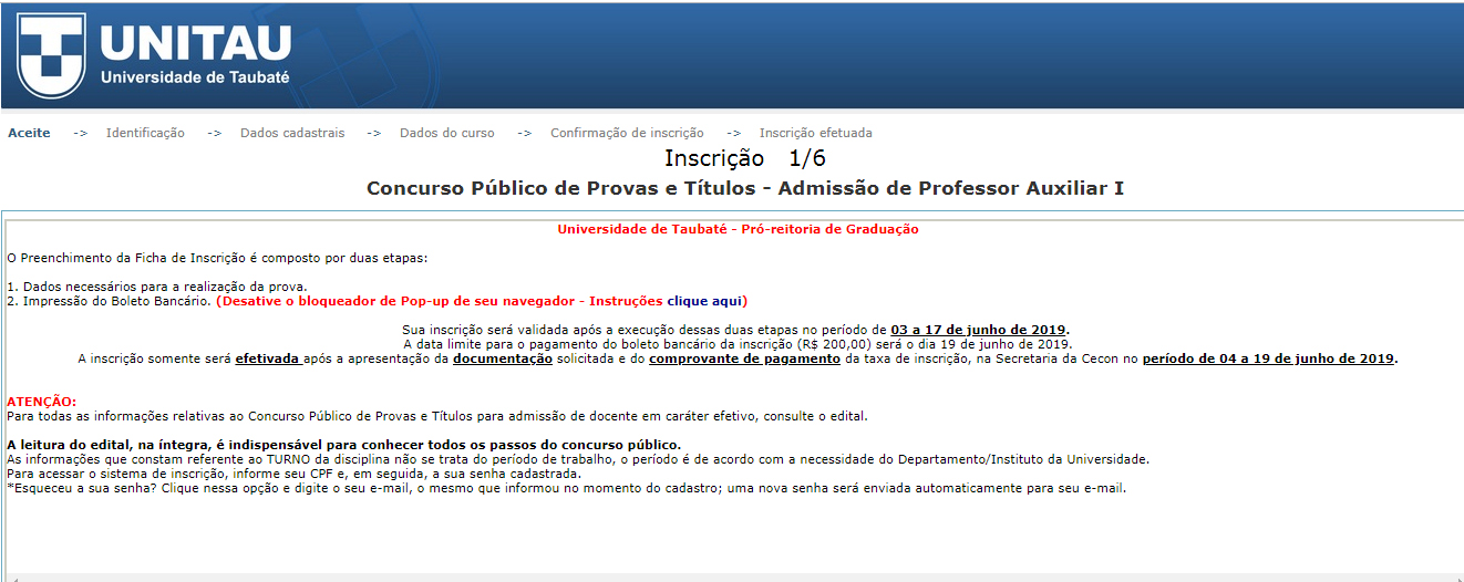 Concursos da Unitau para professor encerram inscrições na segunda-feira, 17