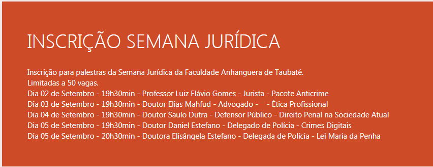Taubaté recebe Semana Jurídica