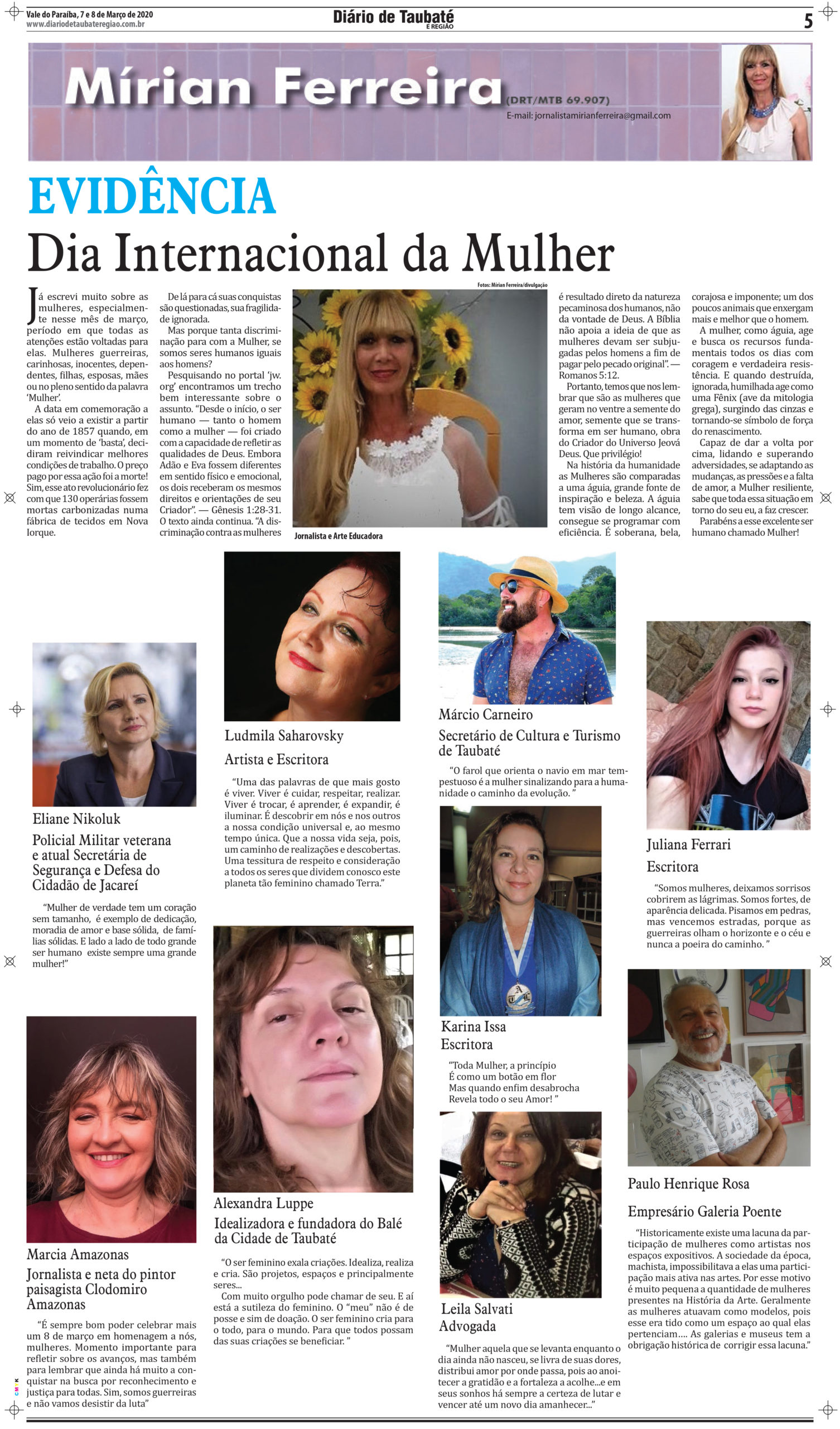 Evidência – Dia Internacional da Mulher