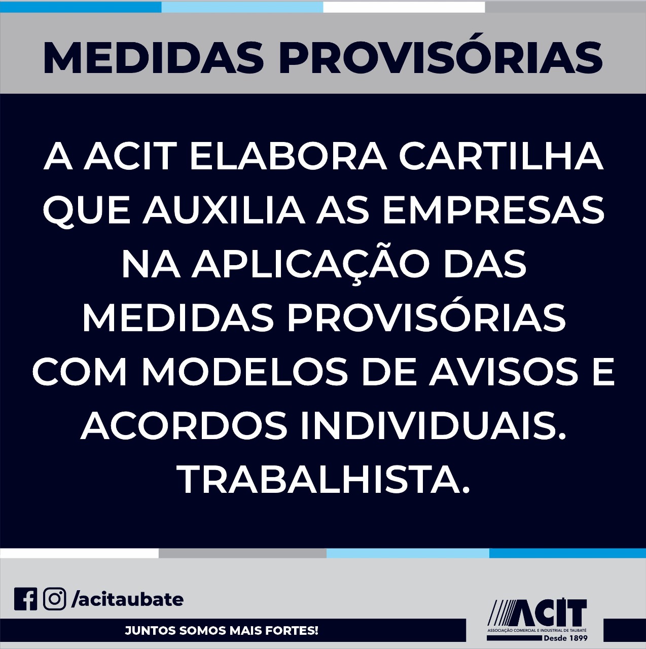 ACIT disponibiliza cartilha com instruções sobre as Medidas Provisórias das leis trabalhistas