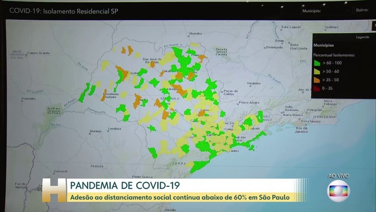 Isolamento social em São Paulo é de 59%