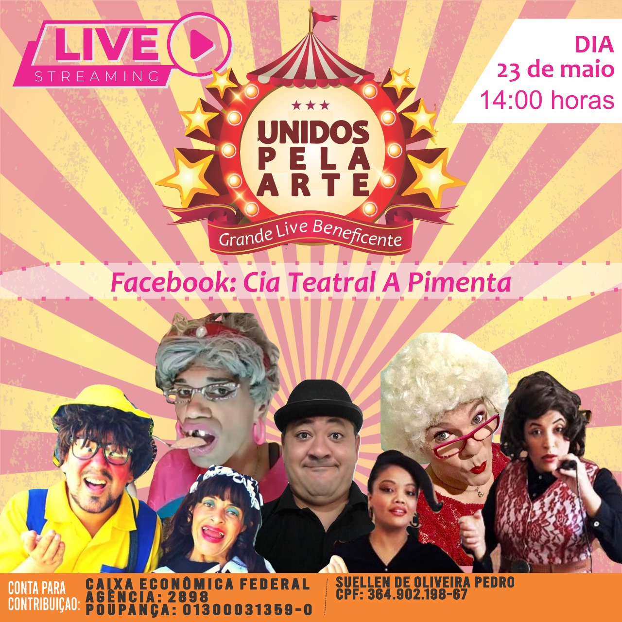 Atores de Taubaté promovem live para arrecadar recursos em meio à pandemia