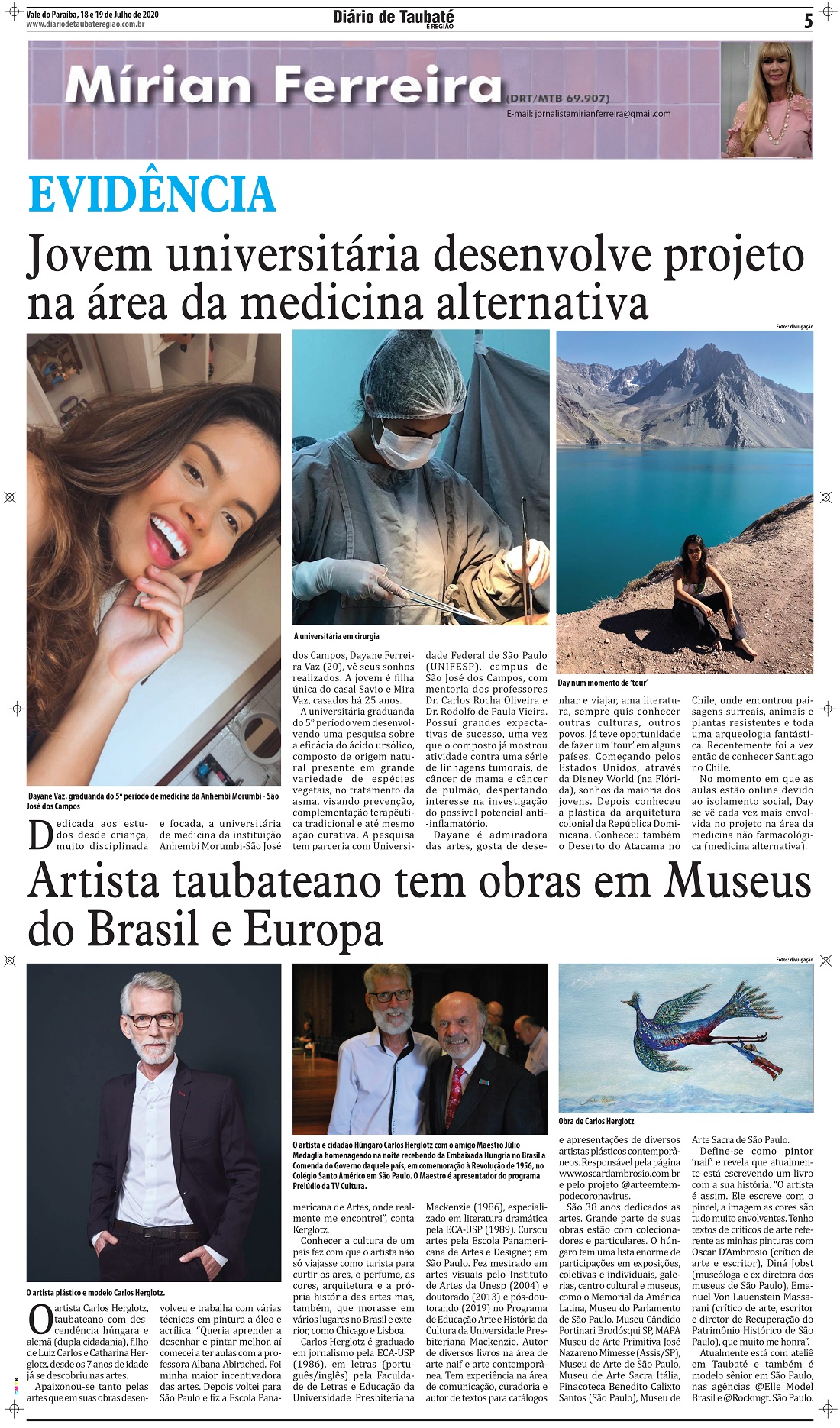 Evidência – Jovem universitária desenvolve projeto na área da medicina alternativa