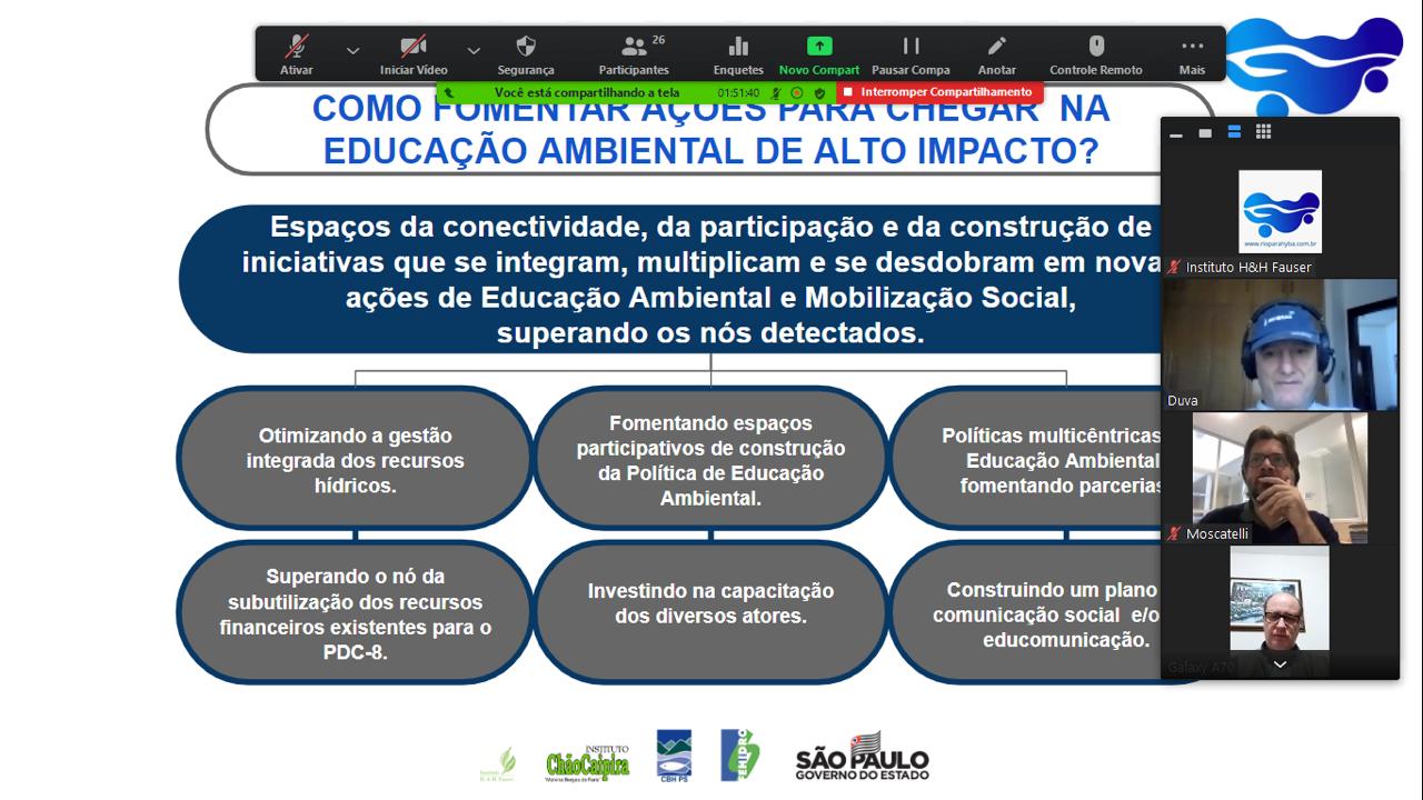Membros da câmara técnica debatem Plano de Ação para Educação Ambiental e Mobilização Social na Bacia do Rio Paraíba do Sul
