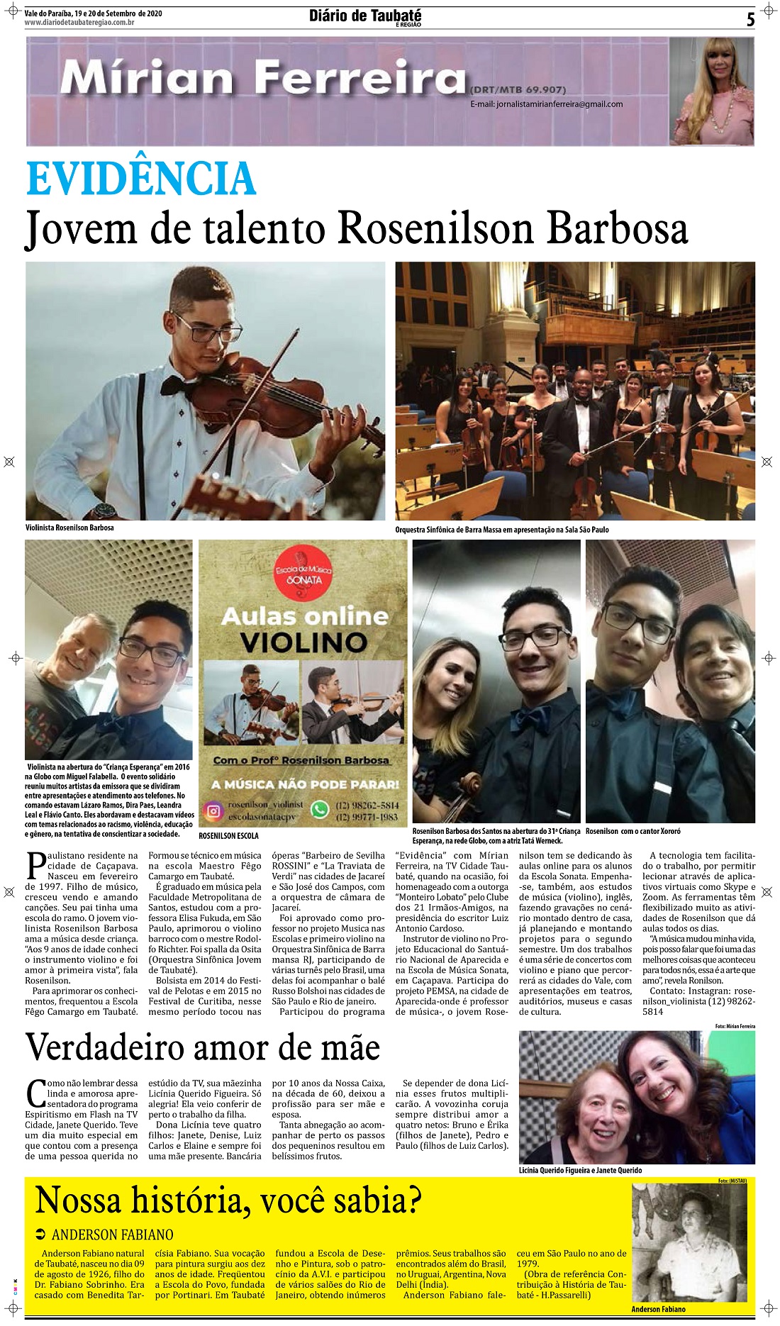 Evidência – Jovem de talento Rosenilson Barbosa