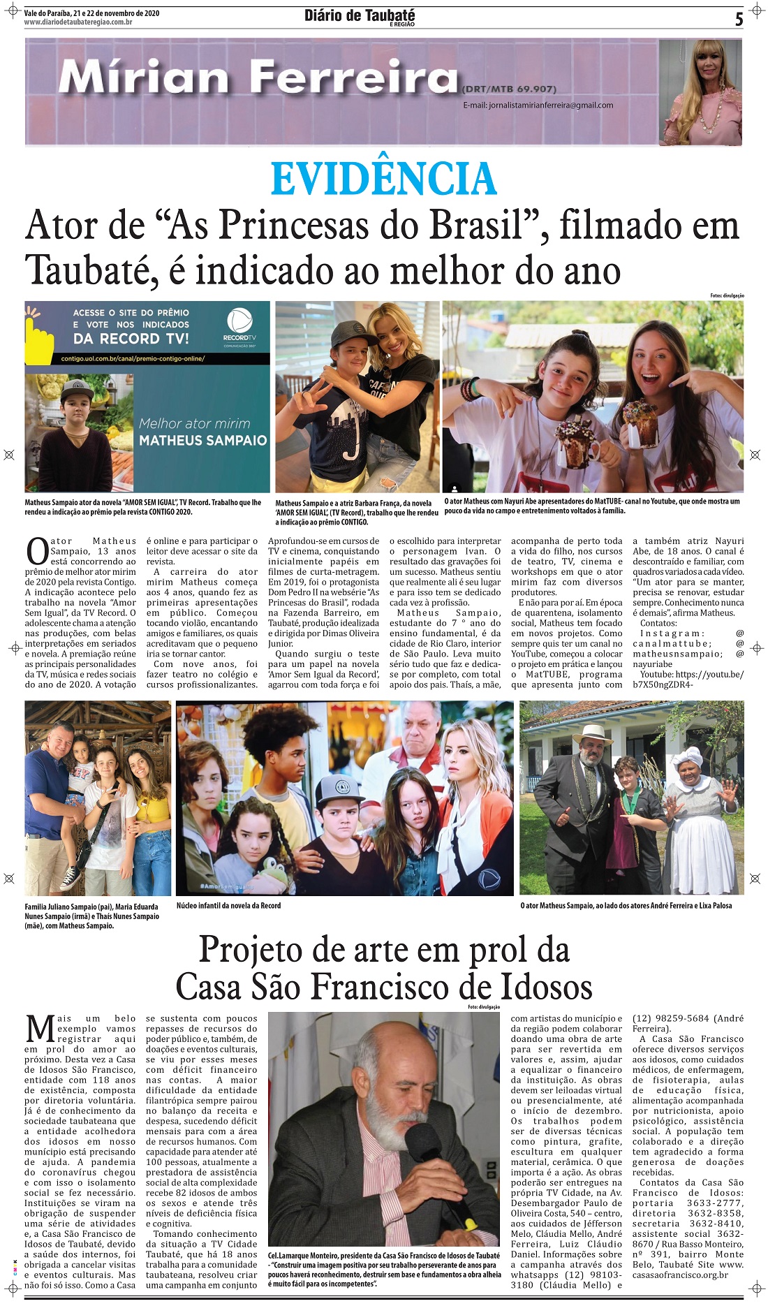 Evidência – Ator de “As Princesas do Brasil”, filmado em Taubaté, é indicado ao melhor do ano