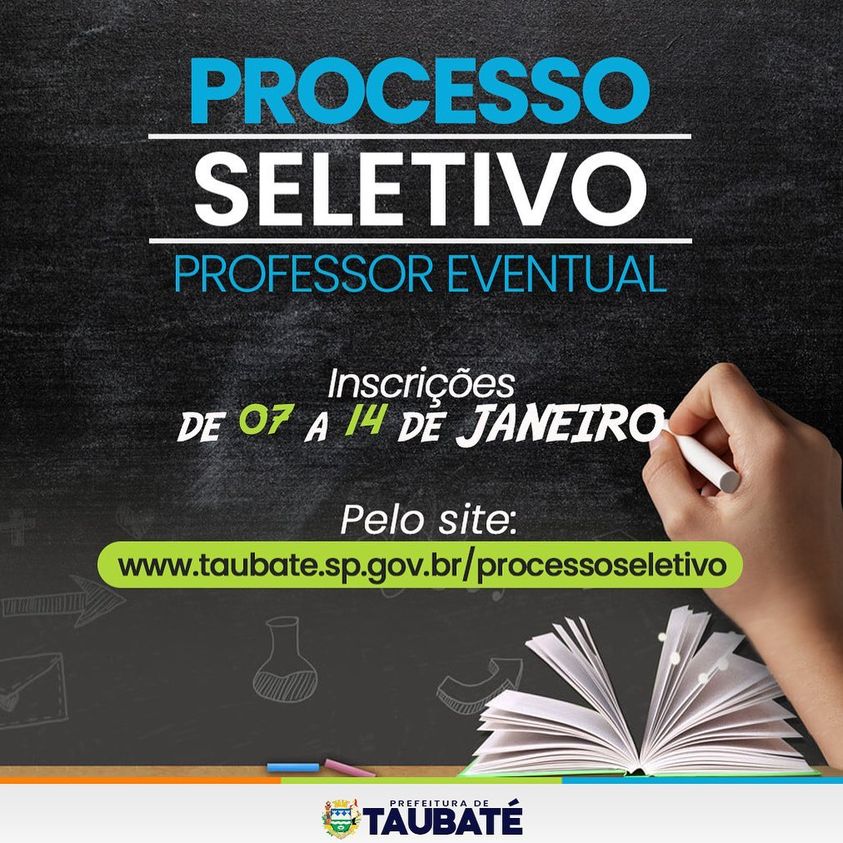 Prefeitura de Taubaté abre processo seletivo para professor eventual