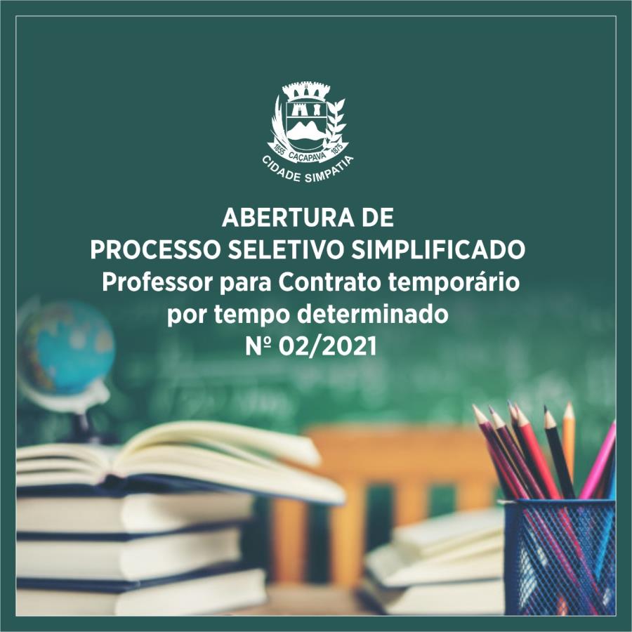 Prefeitura de Caçapava abre inscrição para processo seletivo simplificado de professor para contrato temporário