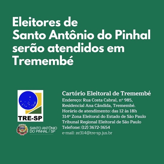 Eleitores de Santo Antônio do Pinhal serão atendidos em Tremembé