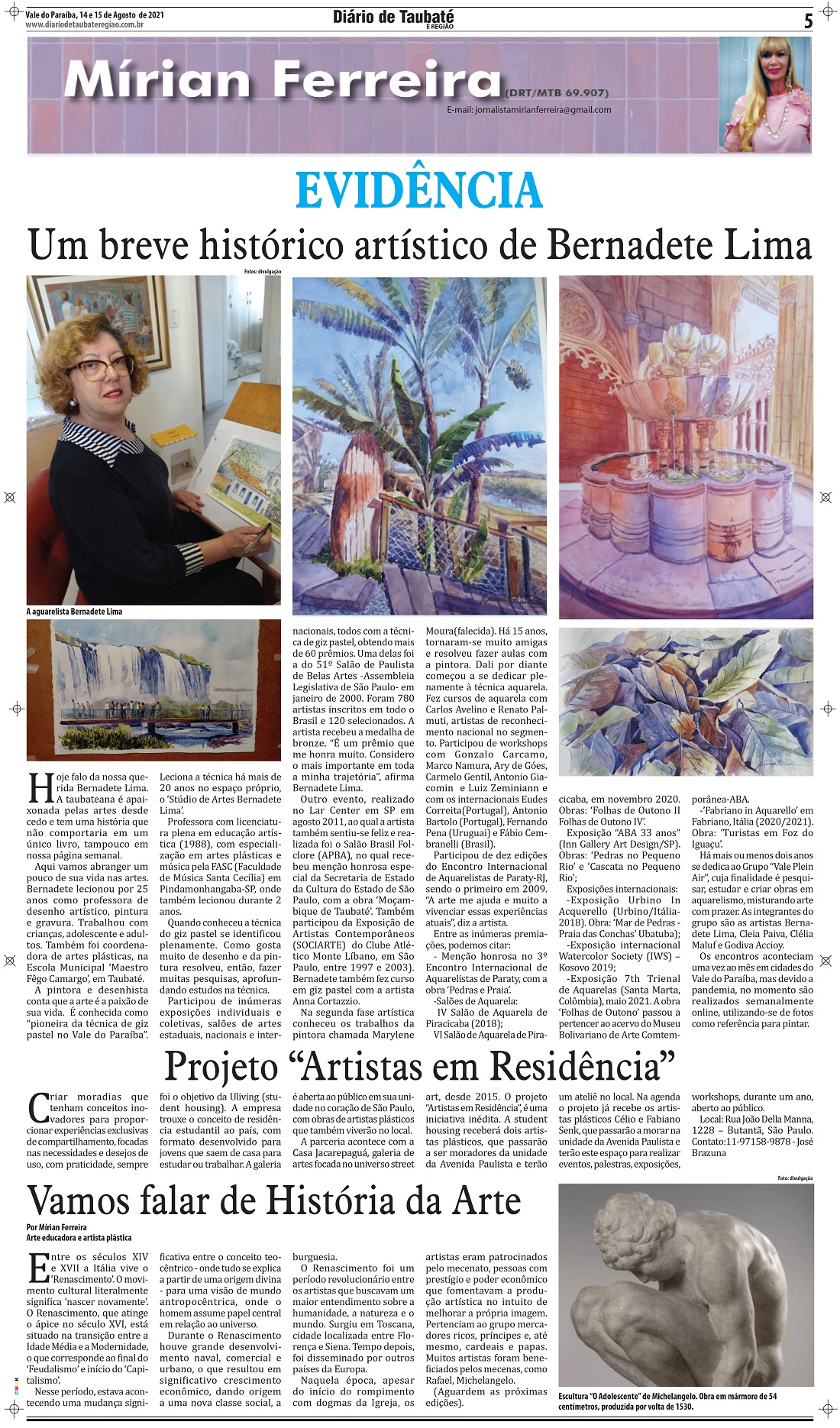 Evidência – Um breve histórico artístico de Bernadete Lima