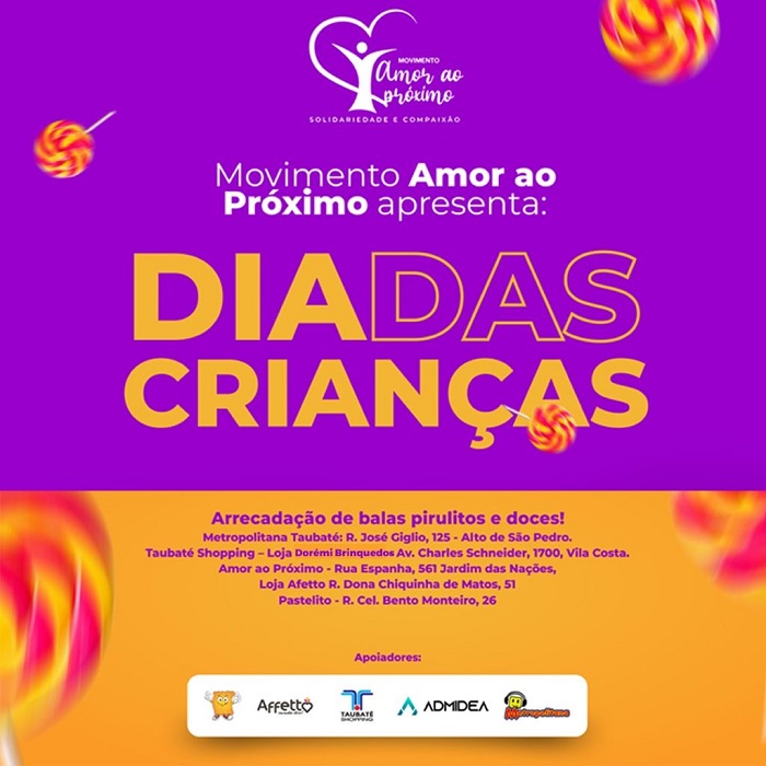 Taubaté Shopping se une ao movimento ‘Amor ao Próximo’ e incentiva ação voluntária para o Dia das Crianças