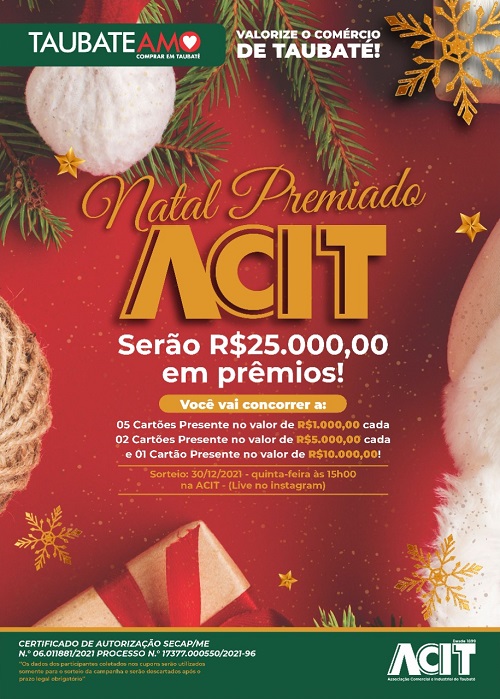 Acit inicia promoção Natal Premiado dentro da campanha TaubateAMO
