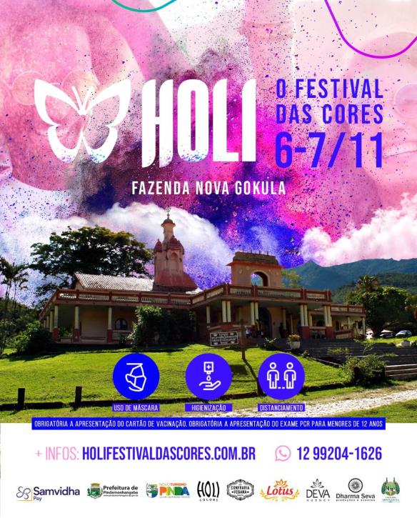 Festival das Cores acontece nos dias 6 e 7 de novembro na Fazenda Nova Gokula