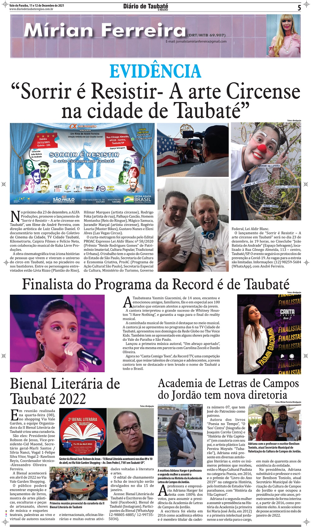 Evidência – “Sorrir é Resistir – A arte Circense na cidade de Taubaté”