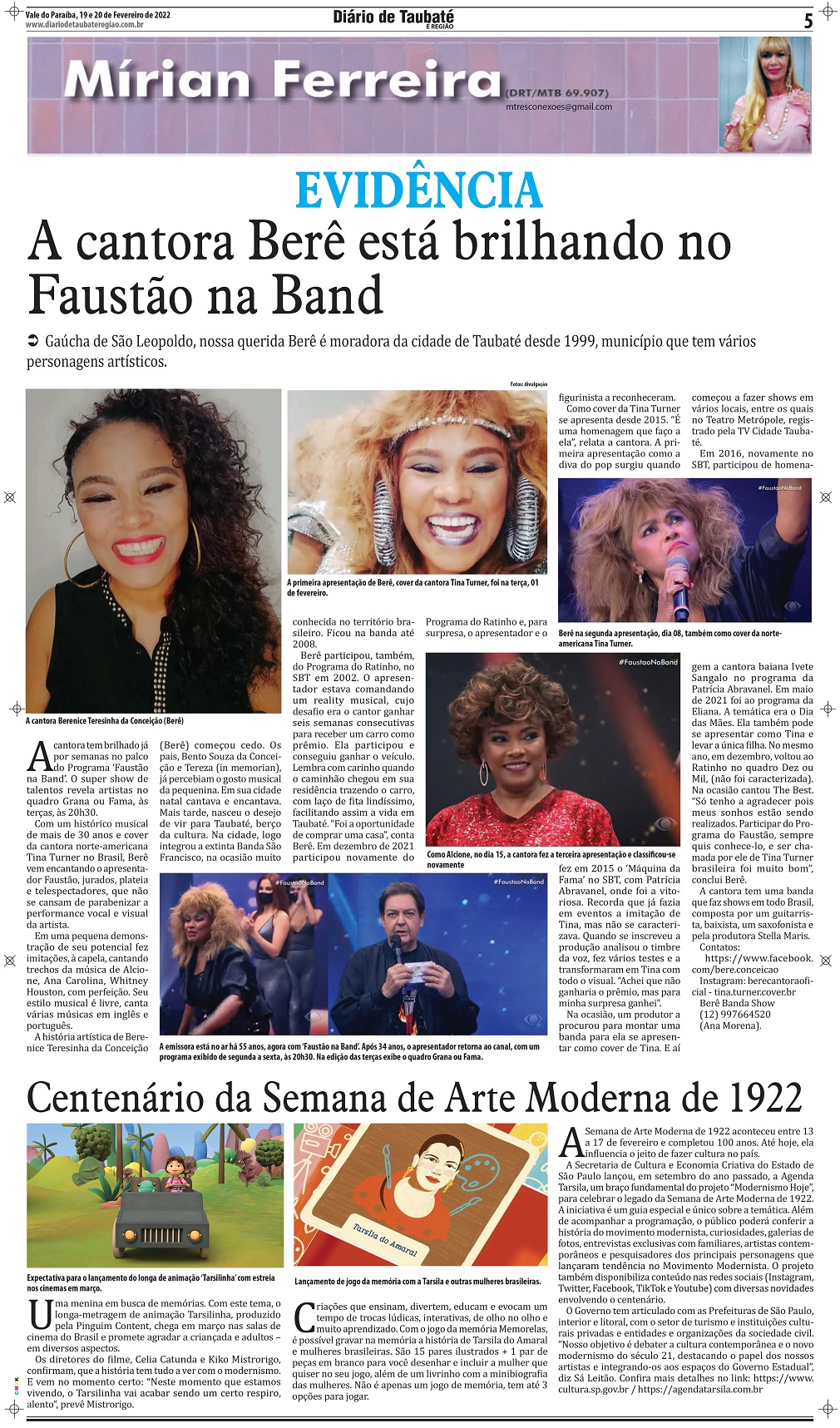 Evidência – A cantora Berê está brilhando no Faustão na Band