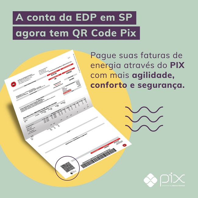 Contas de energia da EDP terão QR Code para pagamento por PIX