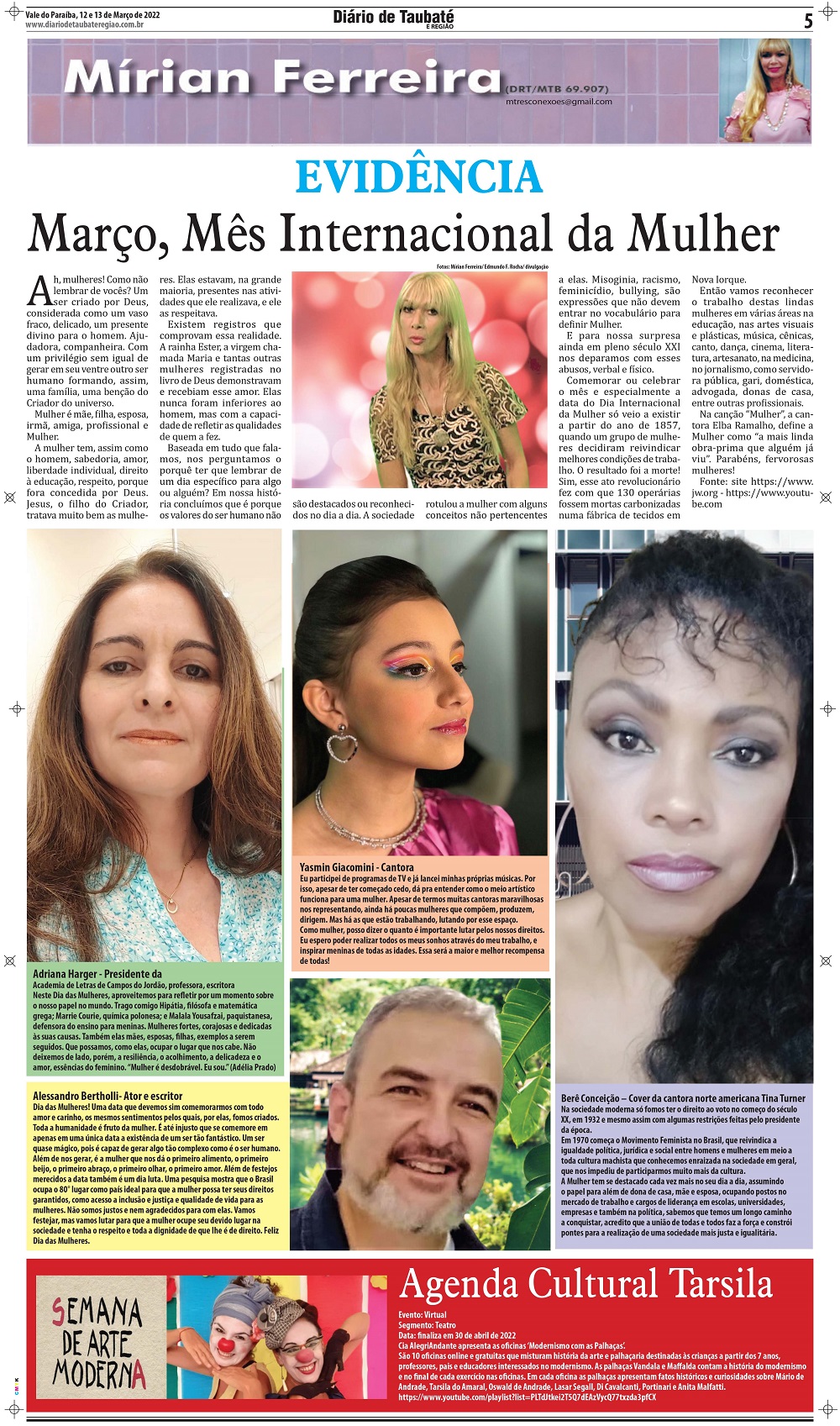 Evidência – Março, Mês Internacional da Mulher