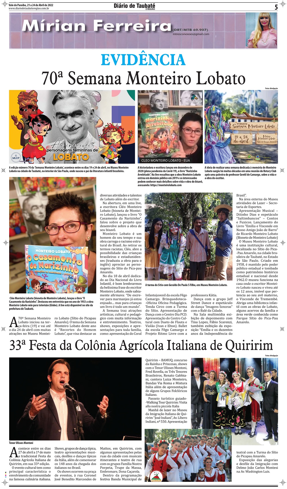 Evidência – 70ª Semana Monteiro Lobato