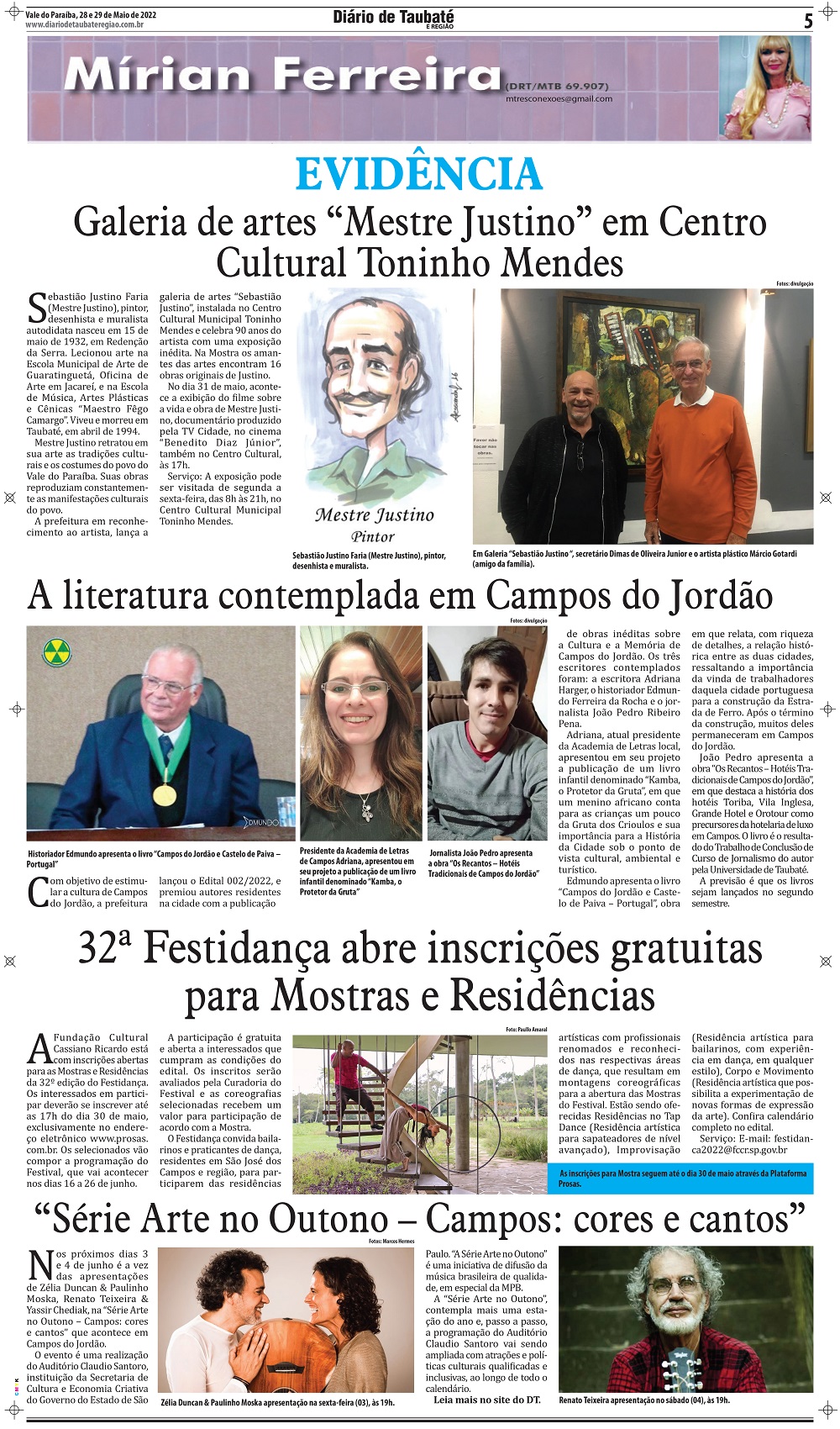 Evidência – Galeria de artes “Mestre Justino” em Centro Cultural Toninho Mendes