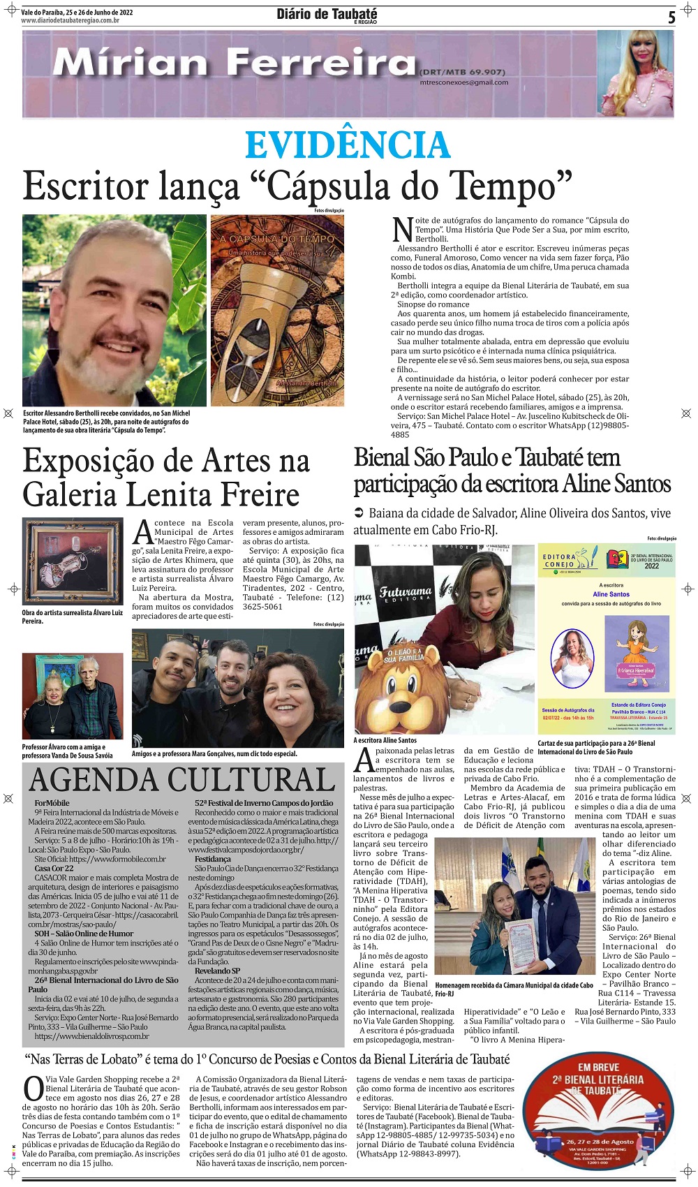 Evidência – Escritor lança “Cápsula do Tempo”