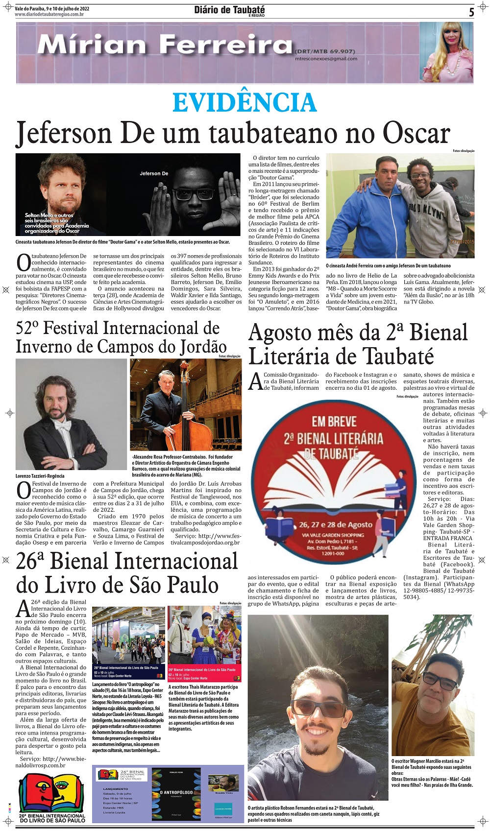 Evidência – Jeferson De, um taubateano no Oscar