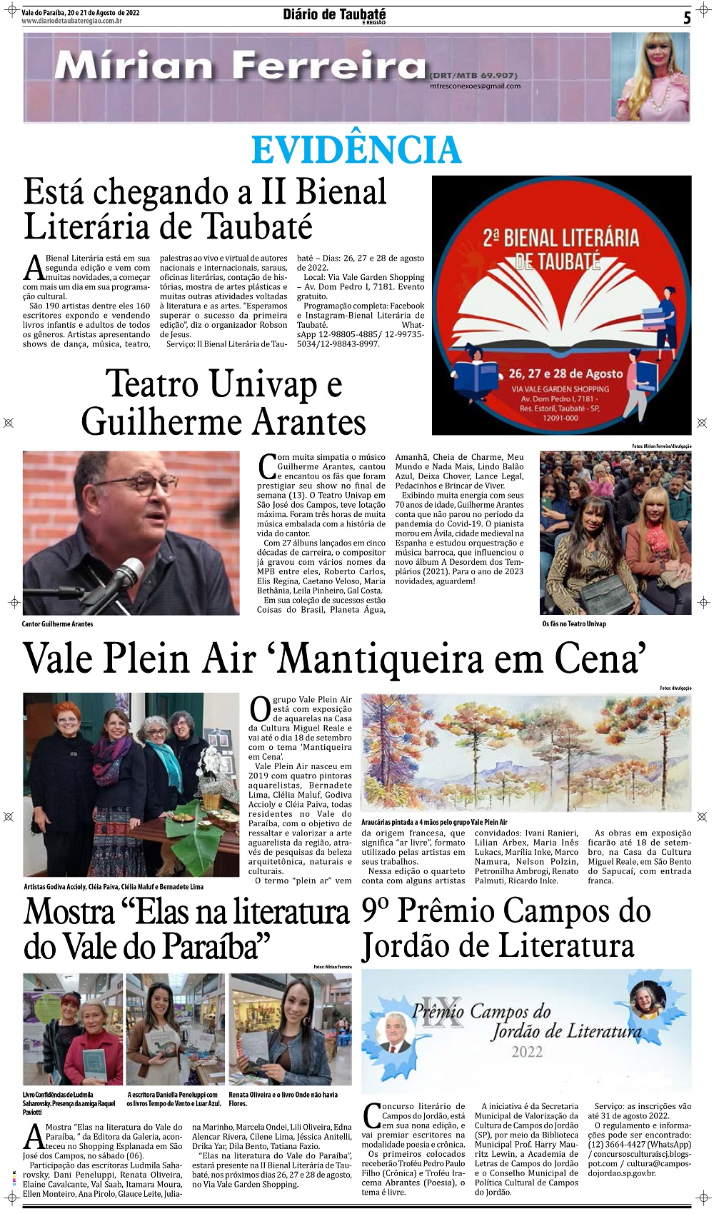 Evidência – Está chegando a II Bienal Literária de Taubaté