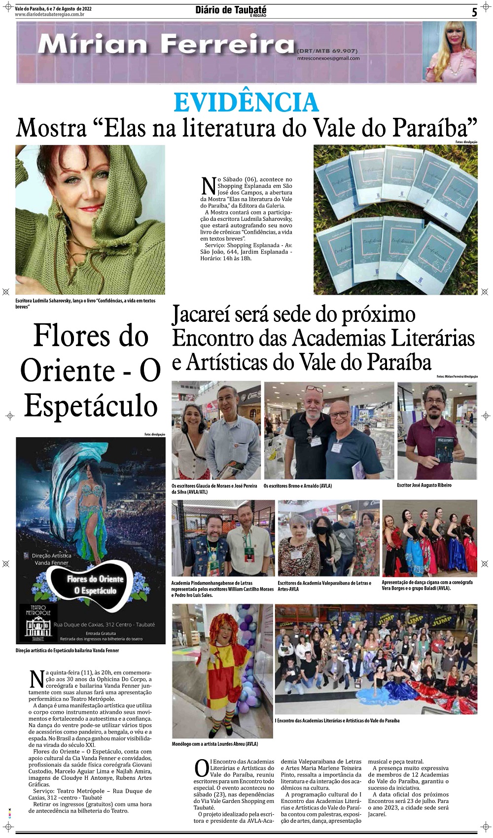 Evidência – Mostra “Elas na literatura do Vale do Paraíba”