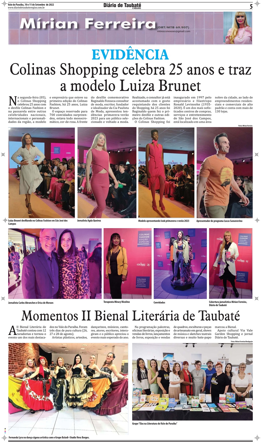 EVIDÊNCIA – Colinas Shopping celebra 25 anos e traz a modelo Luiza Brunet