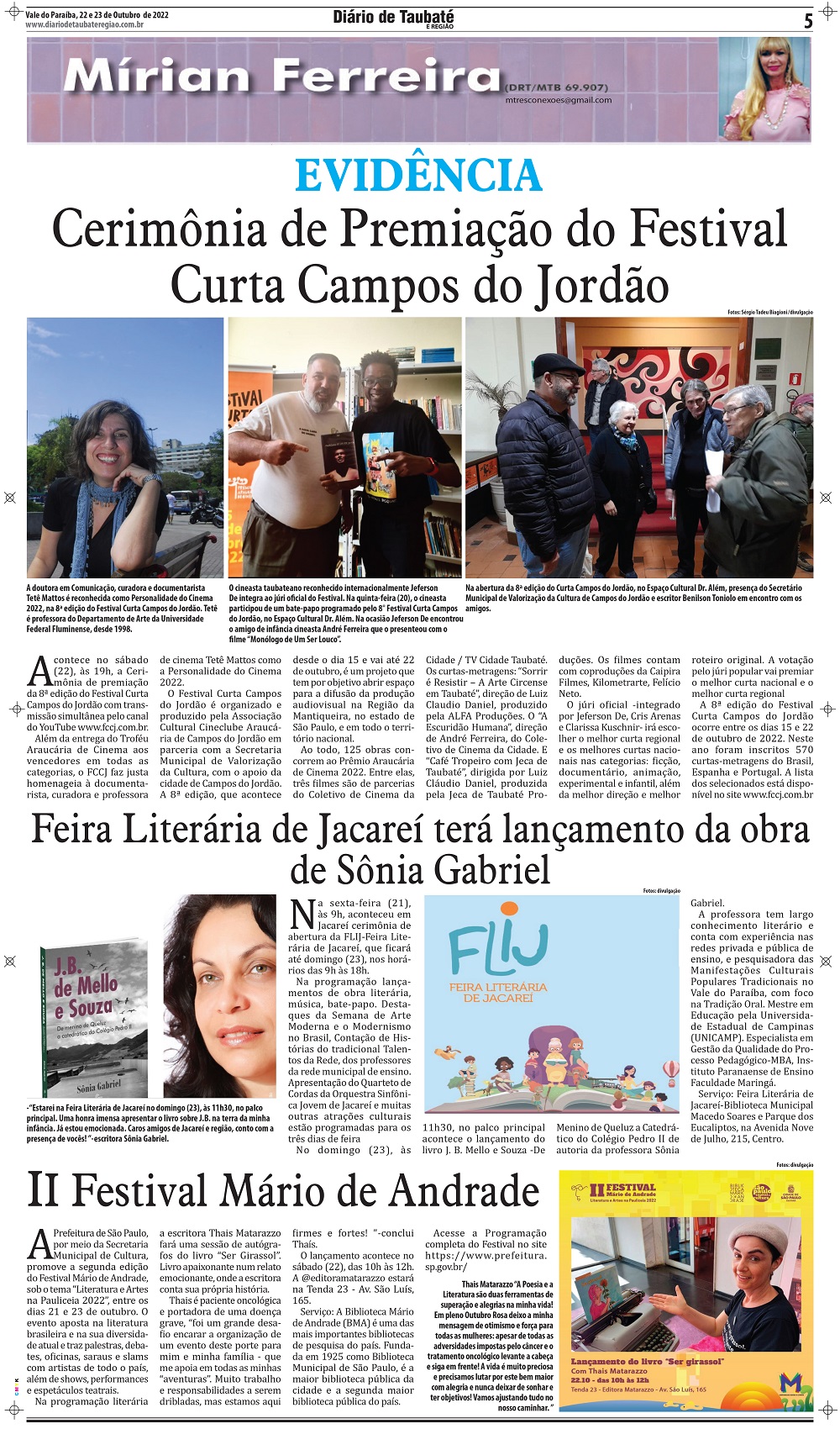 Evidência – Cerimônia de Premiação do Festival Curta Campos do Jordão