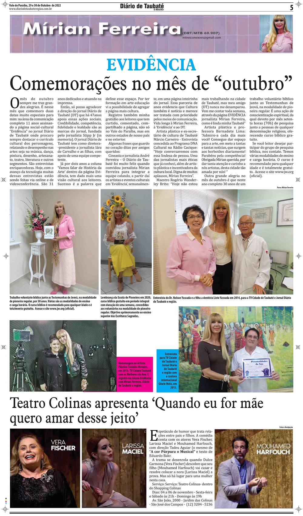 Evidência – Comemorações no mês de “outubro”