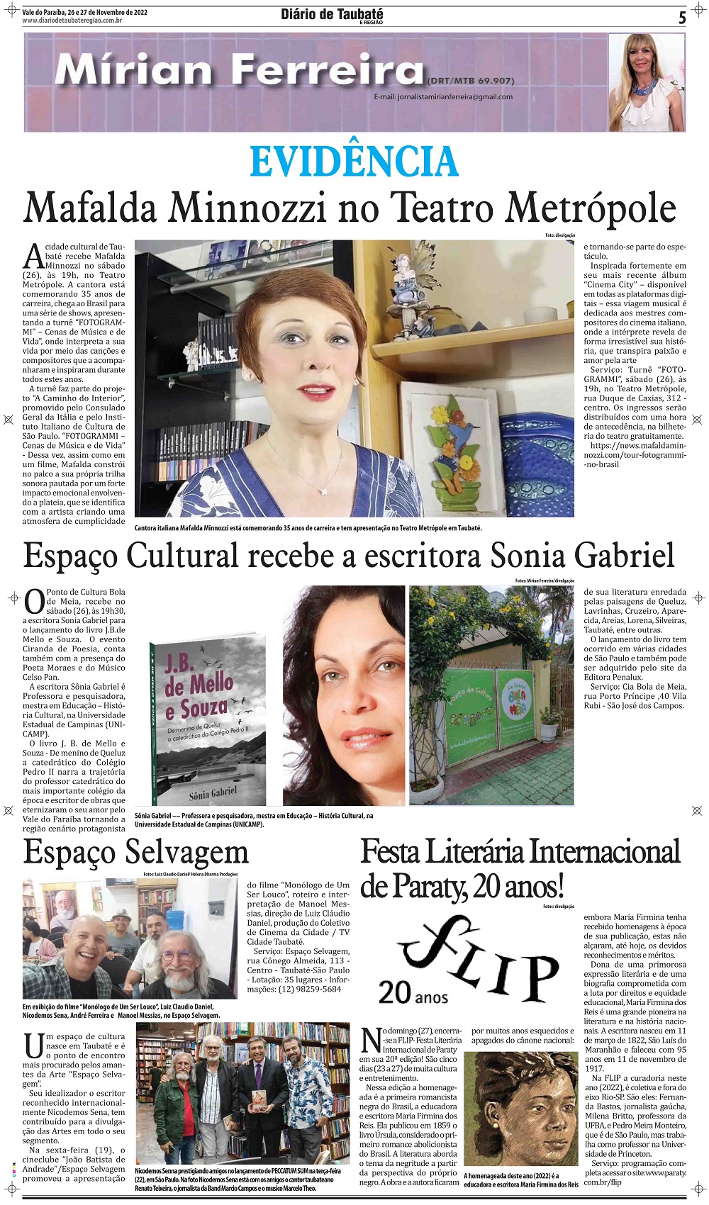 Evidência – Mafalda Minnozzi no Teatro Metrópole