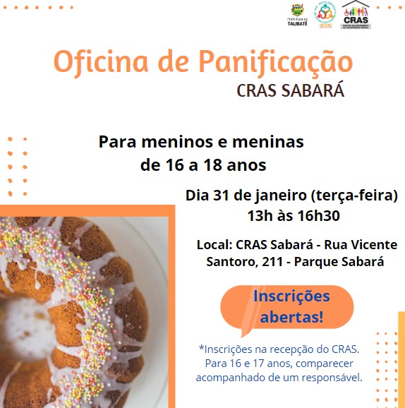 CRAS Sabará realiza oficina de panificação para adolescentes