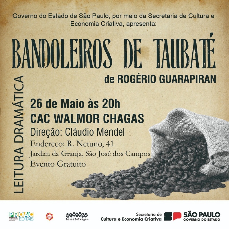 Peça ‘Bandoleiros de Taubaté’ tem leitura dramática nesta sexta em São José dos Campos