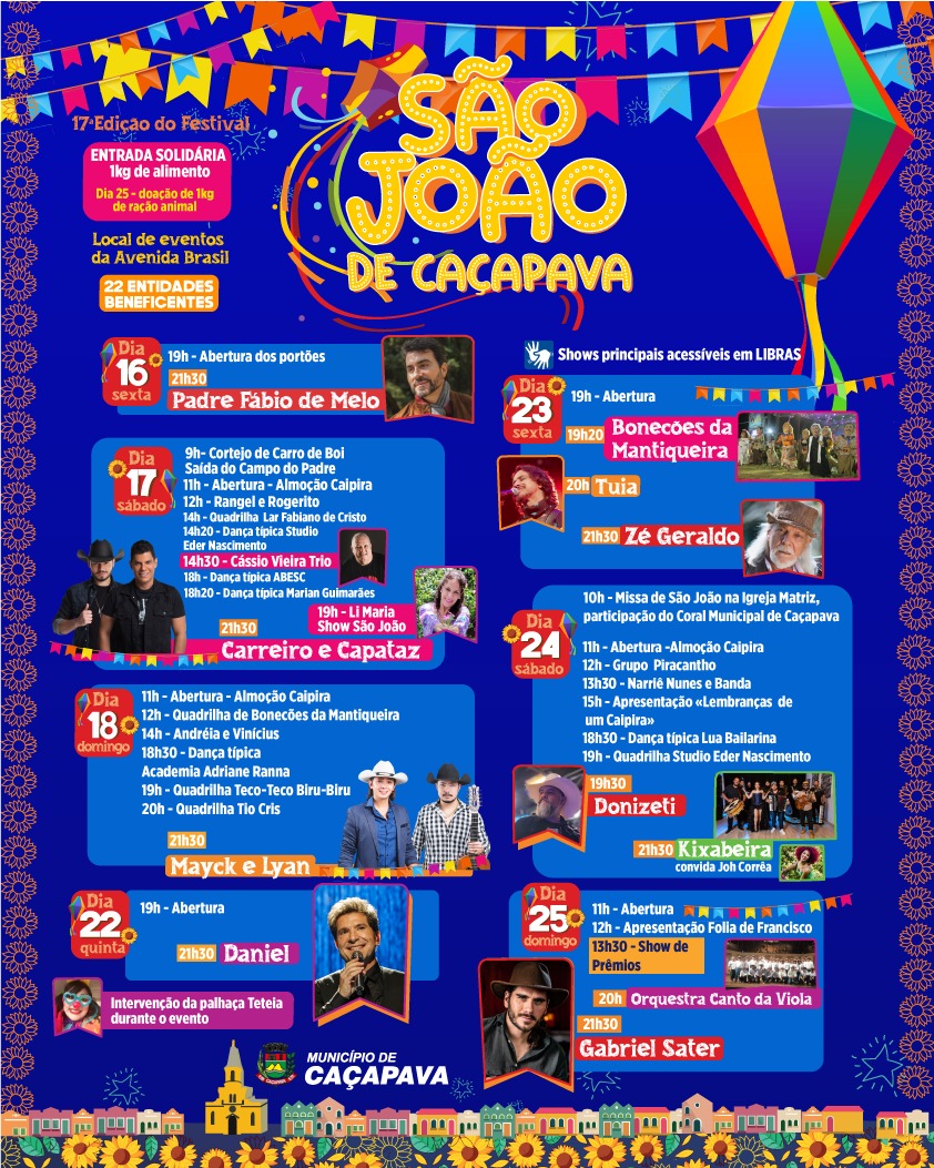 Artistas locais e regionais são destaque na programação do Festival São João de Caçapava