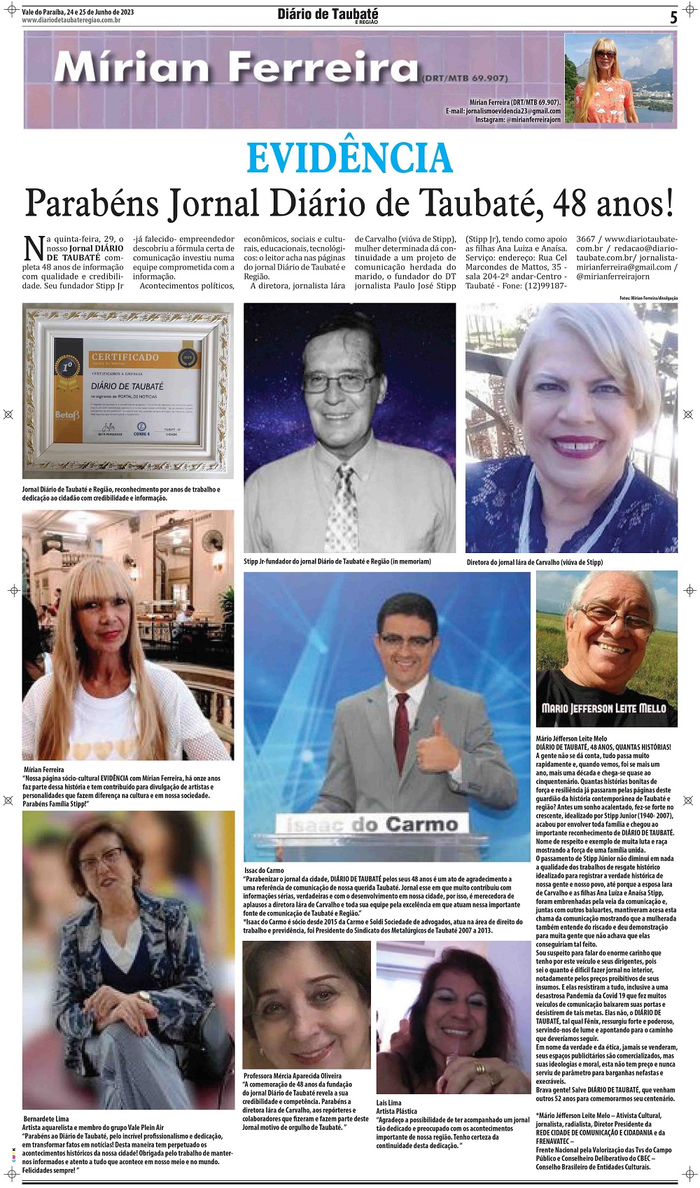 Evidência – Parabéns Jornal Diário de Taubaté, 48 anos!