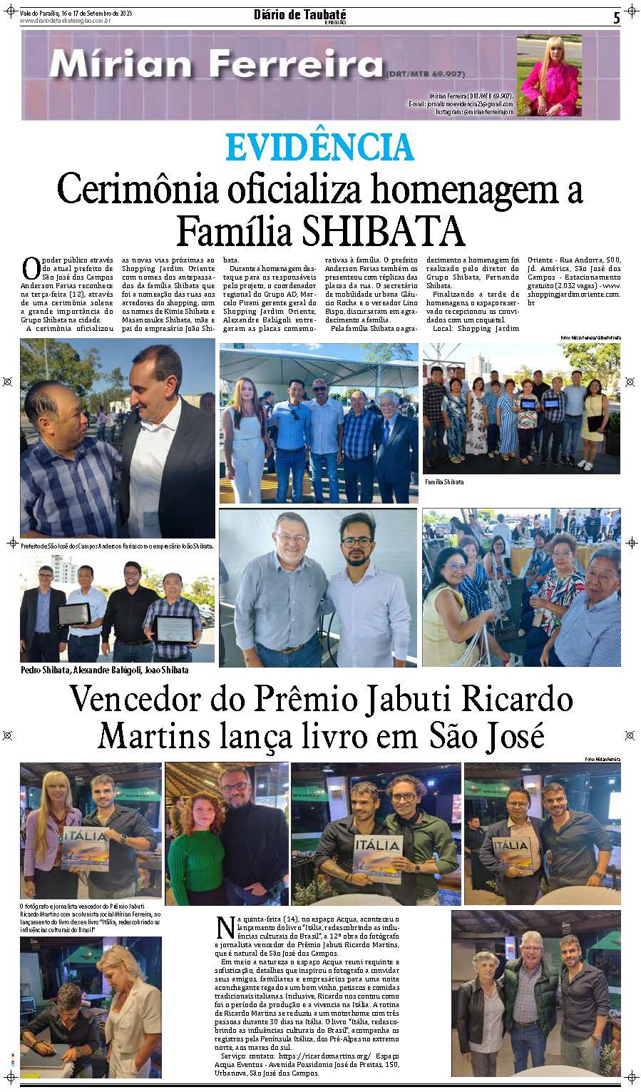 Evidência – Cerimônia oficializa homenagem a Família Shibata