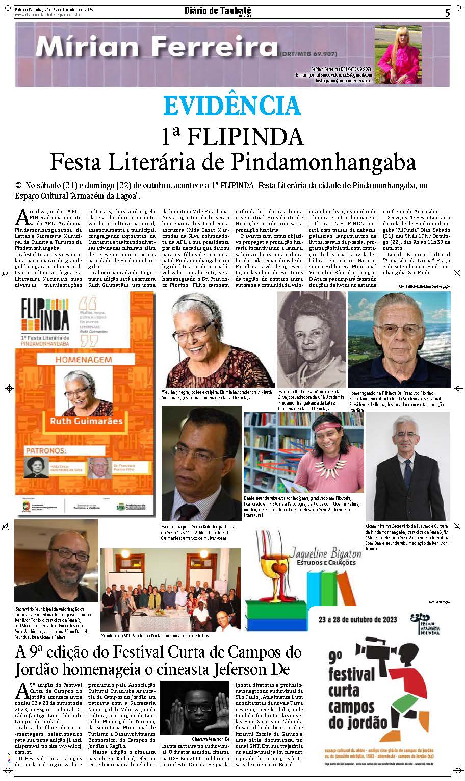 Evidência – 1ª FLIPINDA Festa Literária de Pindamonhangaba