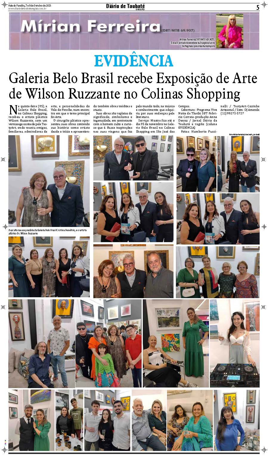 Evidência – Galeria Belo Brasil recebe Exposição de Arte de Wilson Ruzzante no Colinas Shopping