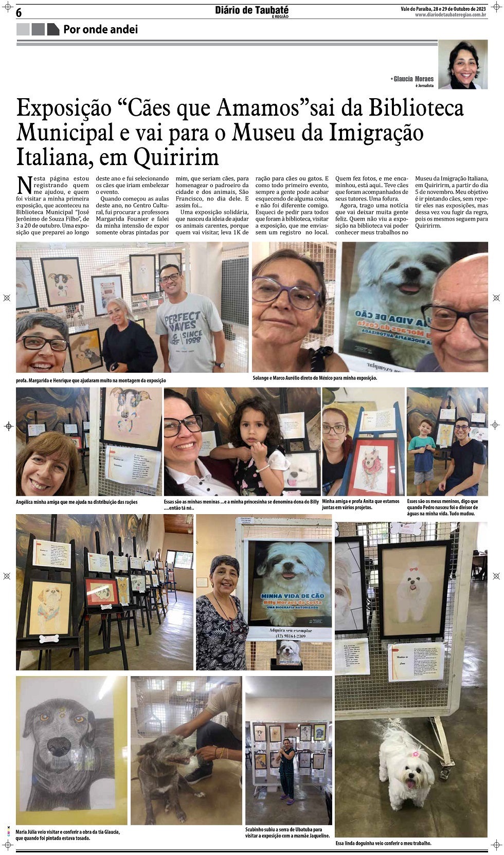 Por onde andei – Exposição “Cães que Amamos”sai da Biblioteca Municipal e vai para o Museu da Imigração Italiana, em Quiririm