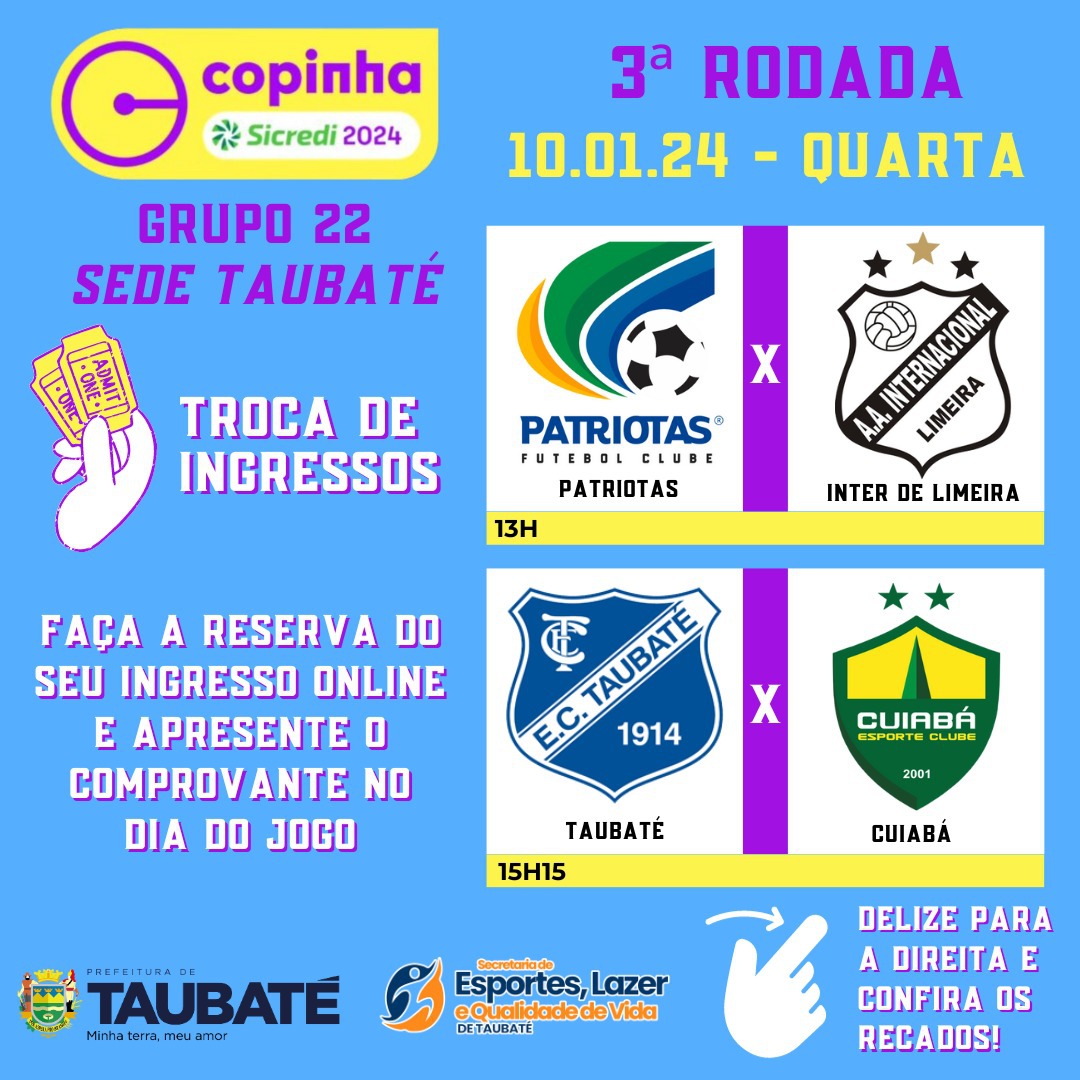 Taubaté libera ingressos para 3ª rodada da Copinha