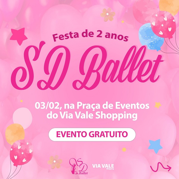 SD Ballet Taubaté celebra dois anos de sucesso com evento gratuito no Via Vale Shopping
