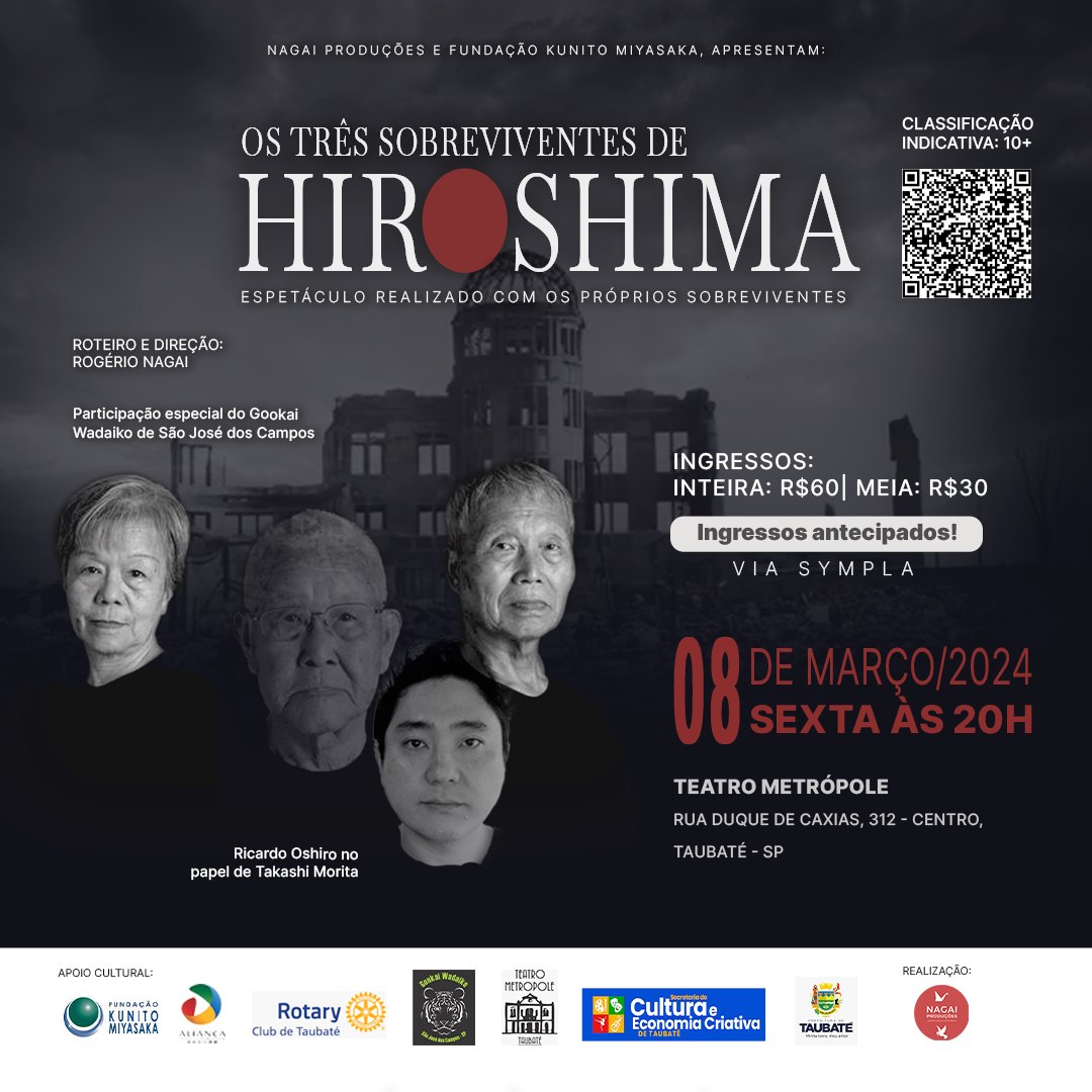 Taubaté recebe o único espetáculo com sobreviventes da bomba atômica de Hiroshima